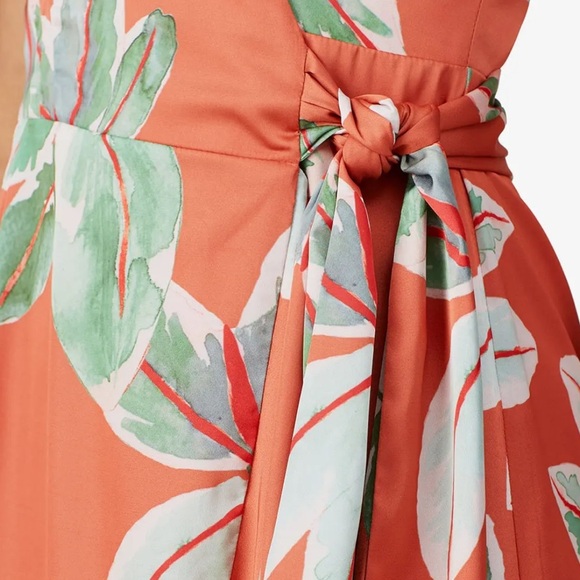 Hutch Britton Floral Wrap Dress XS – Orange Floral Satin - Picture 4 of 5